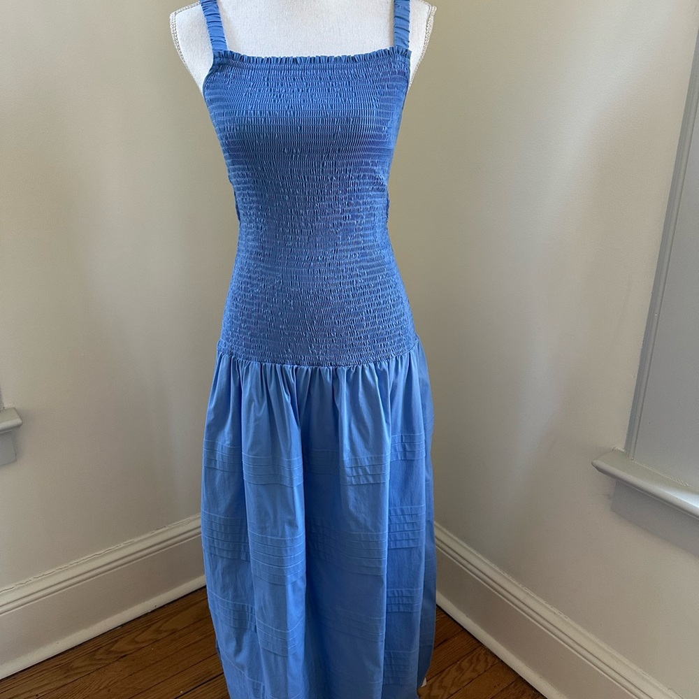 SAYLOR NEW Tiffani Smocked Blue Dress with Cut out Back size Small - Picture 13 of 16